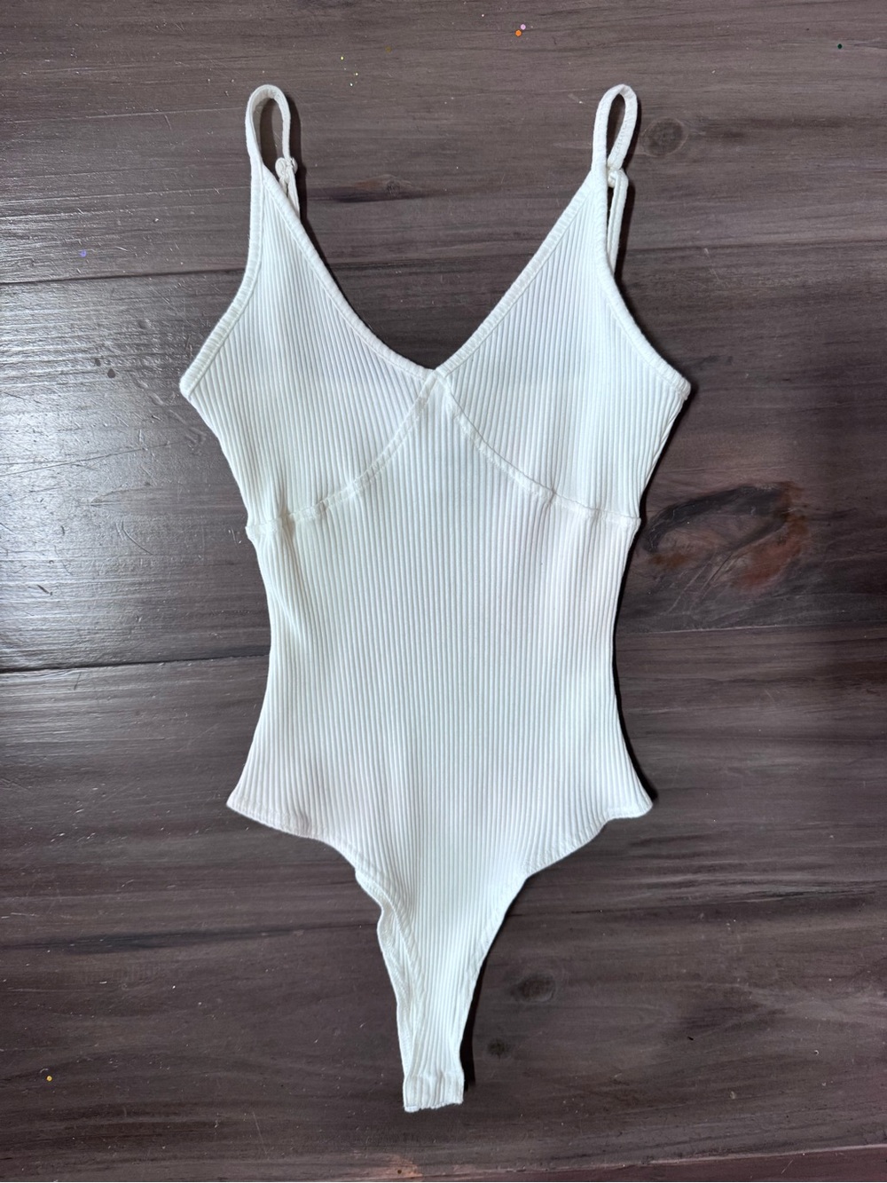 Princess Polly Ribbed V Neck Spaghetti Strap Bodysuit White Women’s 6